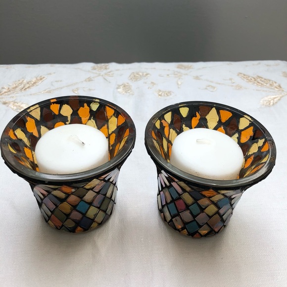Vintage Stained Glass Votive Candle Holders - Picture 3 of 6